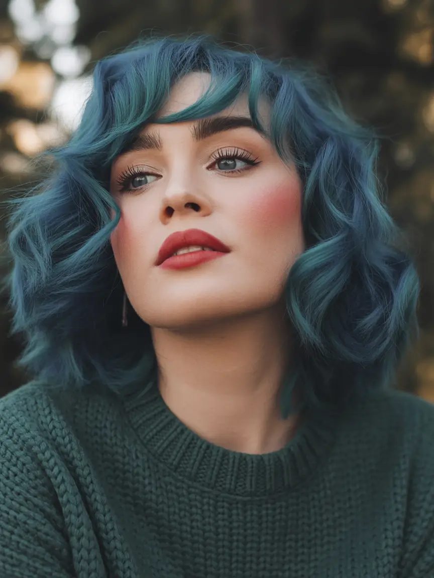 winter hair colors for brunettes Teal Ocean Waves