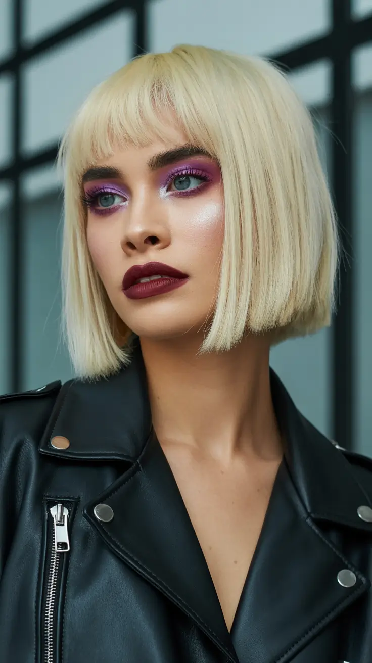 winter hair colors for brunettes Edgy Vanilla Blonde Bob