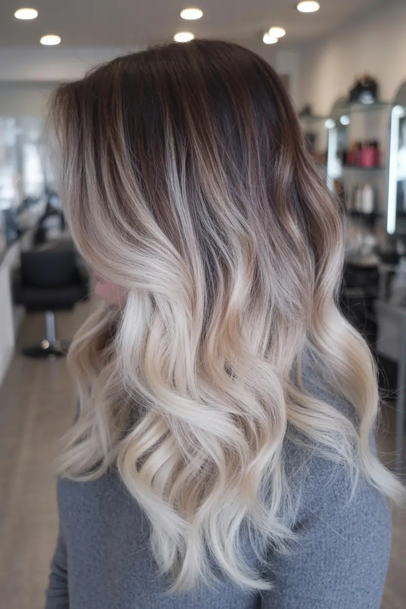 winter hair colors for brunettes Winter Blonde Ombre