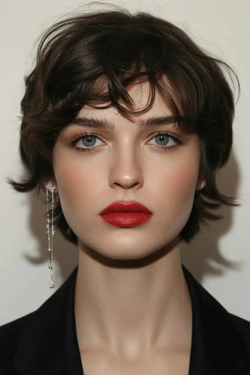 winter haircuts for round faces French-Inspired Short Shag