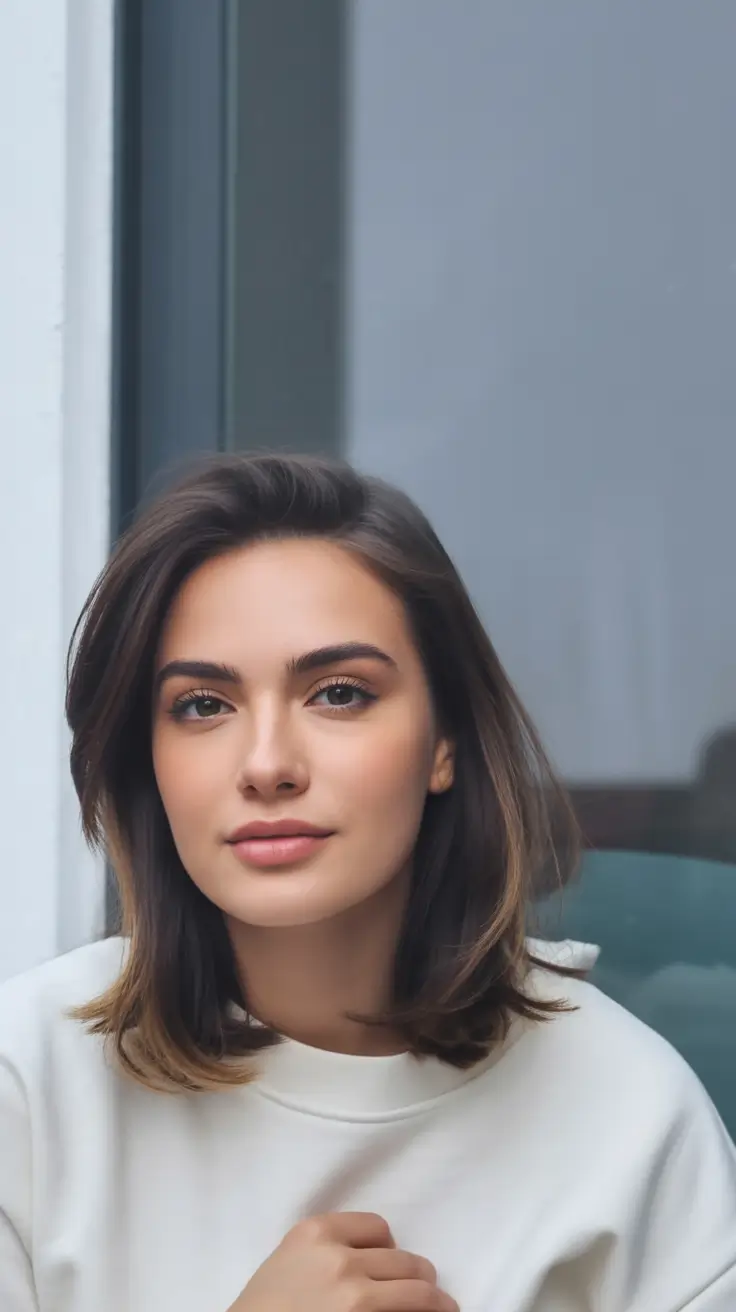 winter haircuts for round faces Polished Shoulder-Length Bob