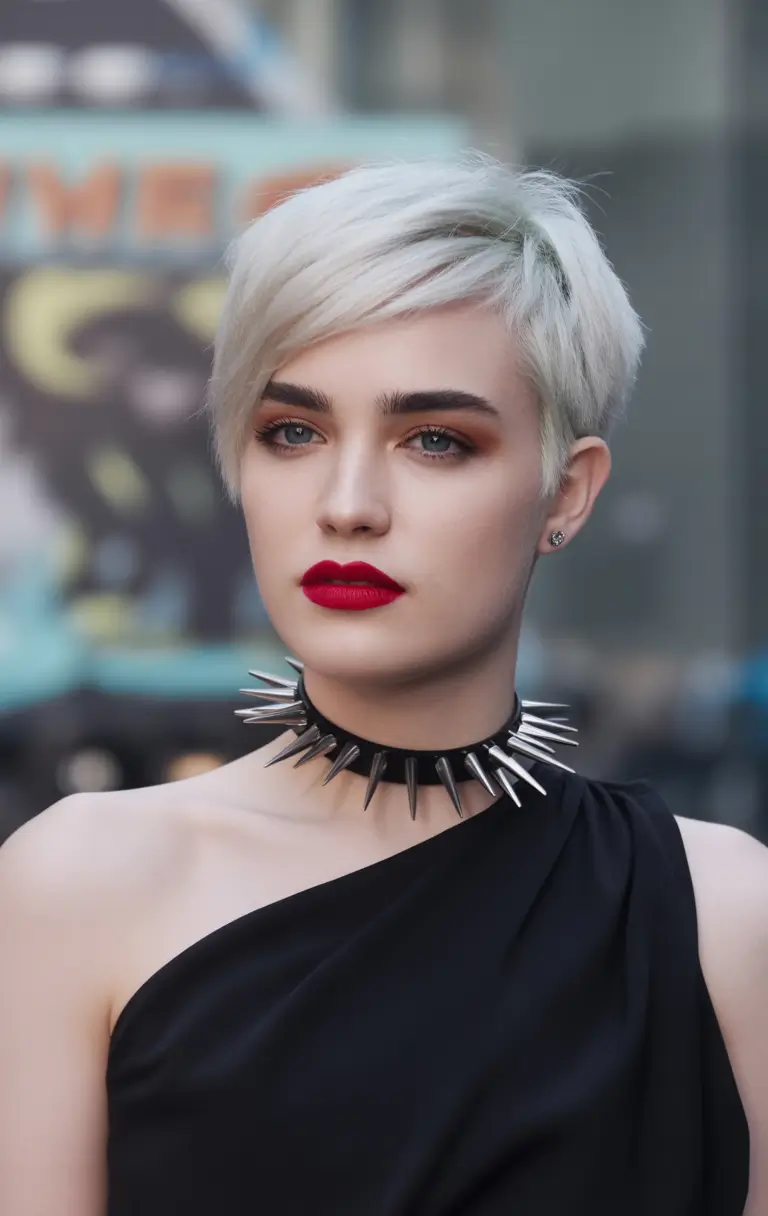 winter haircuts for round faces Edgy Ice-Blonde Crop