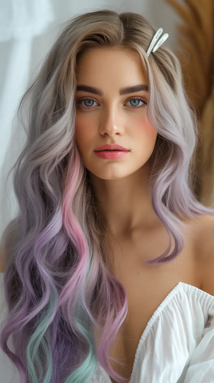 winter hair colors for blondes Pastel Unicorn Blonde