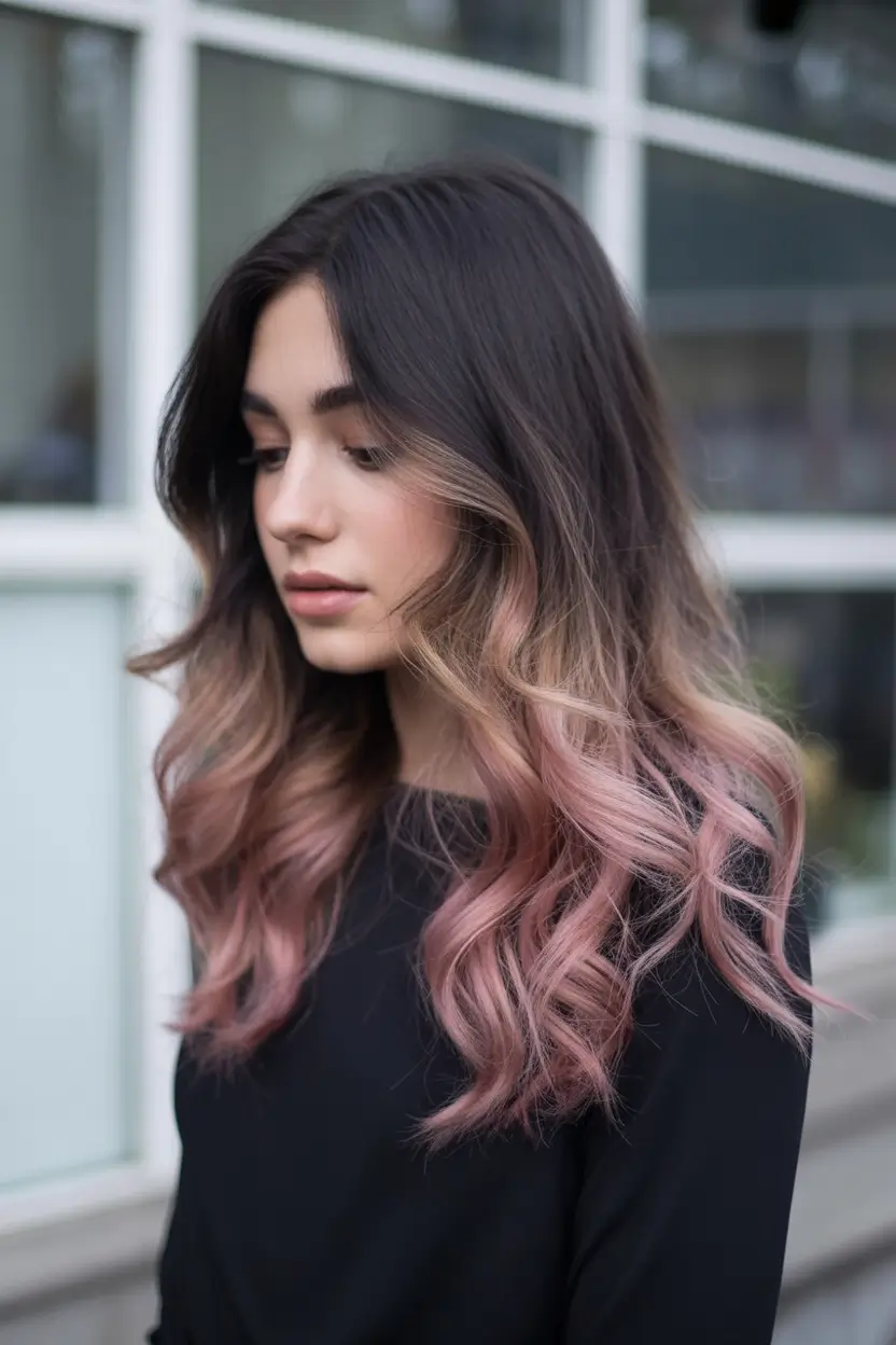 winter hair colors balayage Smoky Rose Balayage