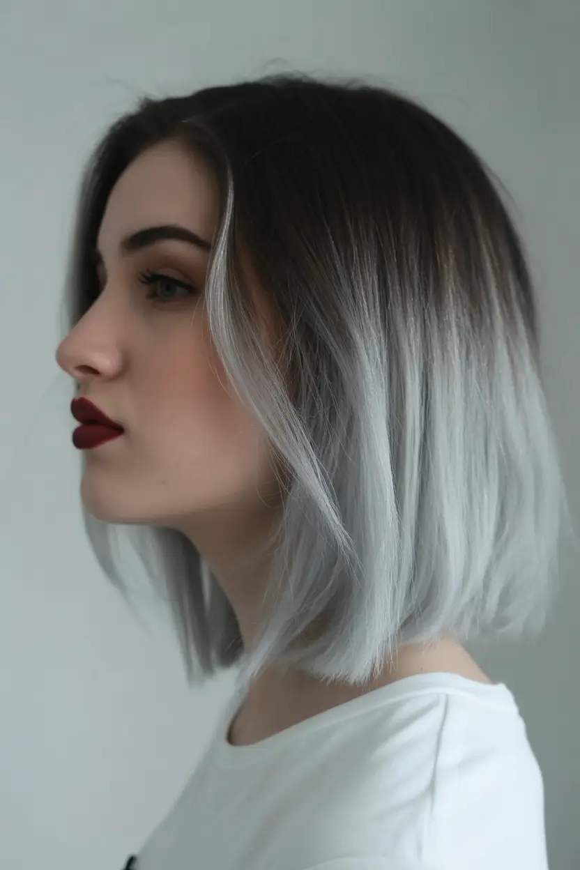 winter hair colors balayage Frosty Graphite Balayage Bob
