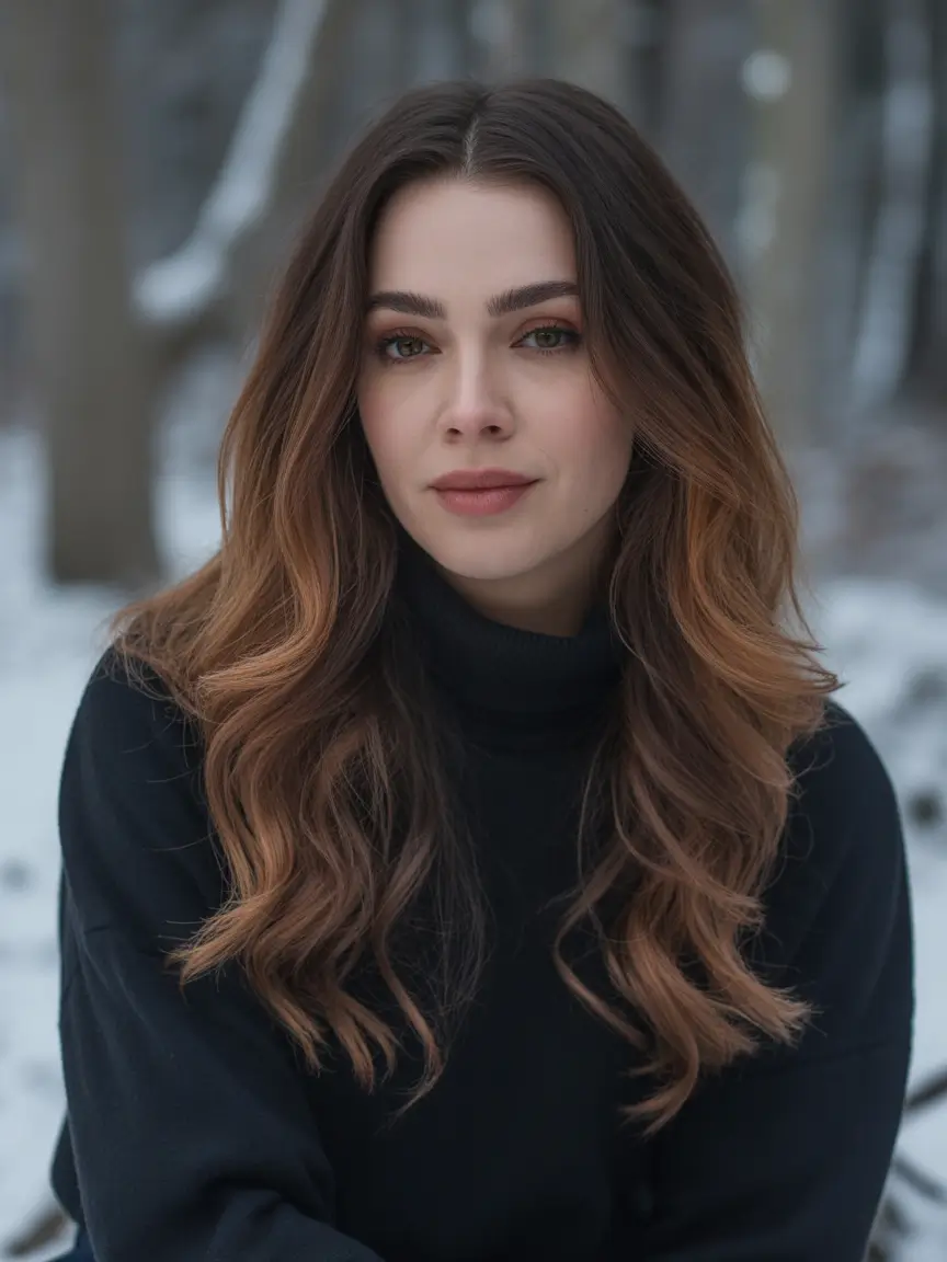 winter hair colors balayage Copper Chestnut Balayage