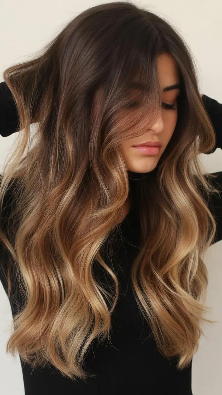 winter hair colors balayage Golden Mocha Balayage
