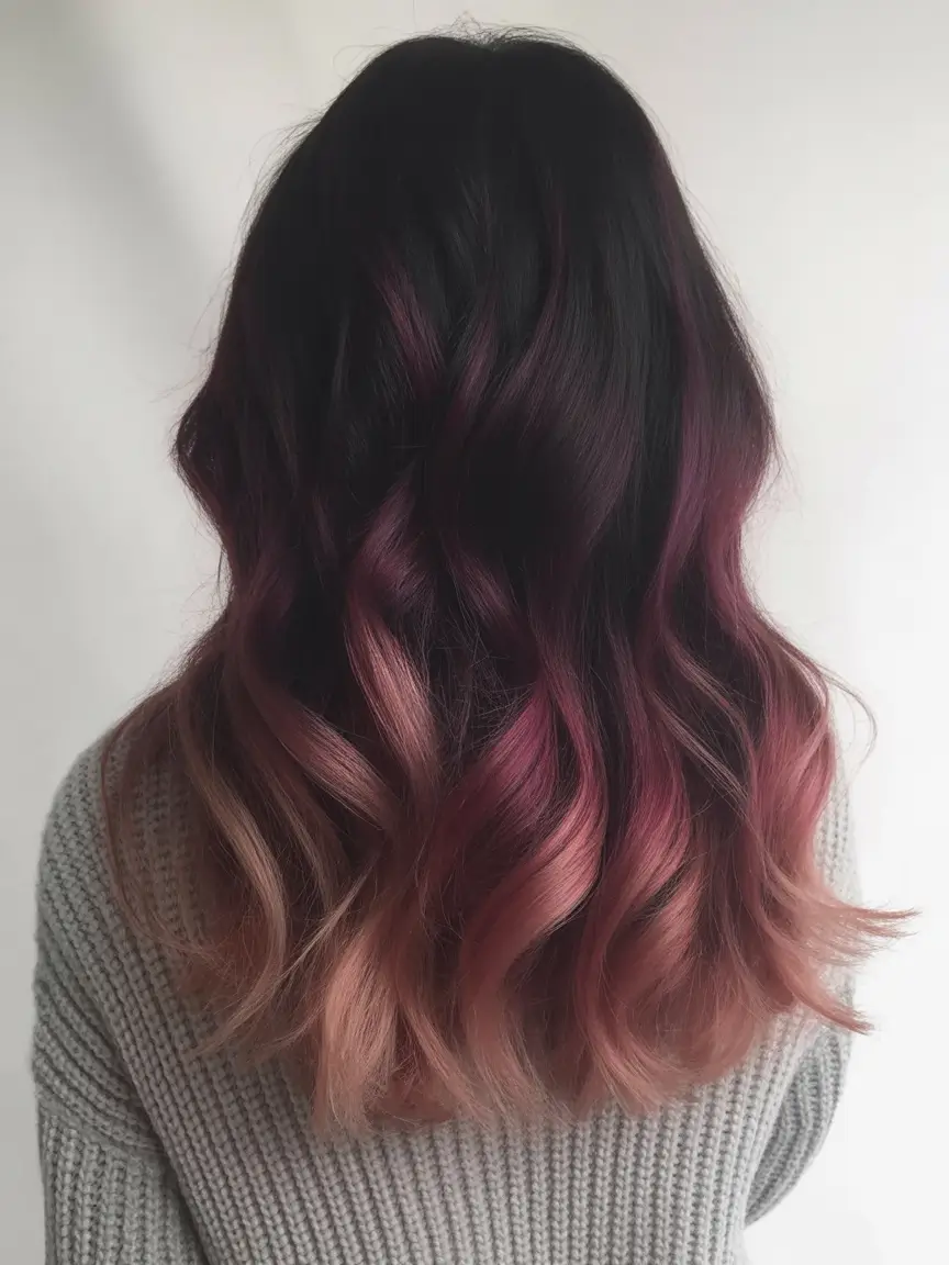 winter hair colors balayage Plum Rose Balayage