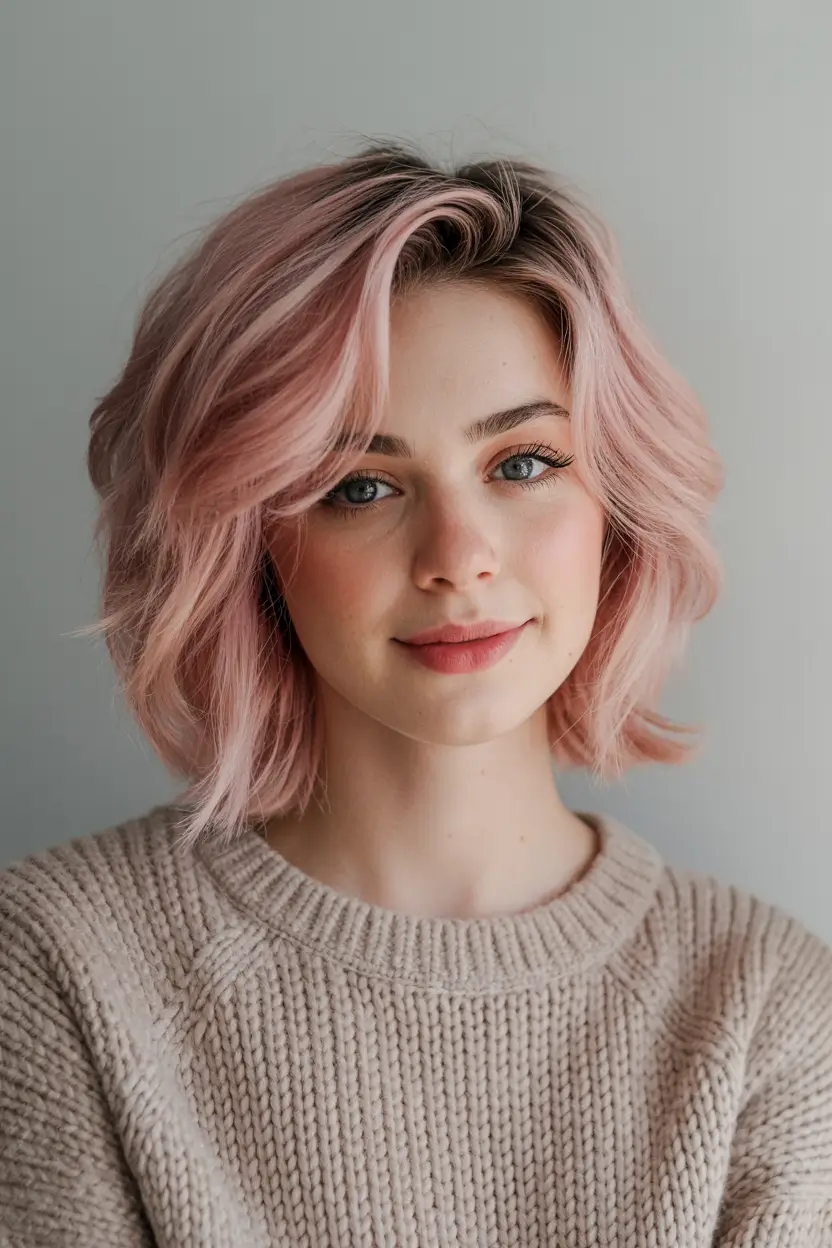 Soft Pink Bob with Volume winter bob haircuts 2025 2026 trends styles