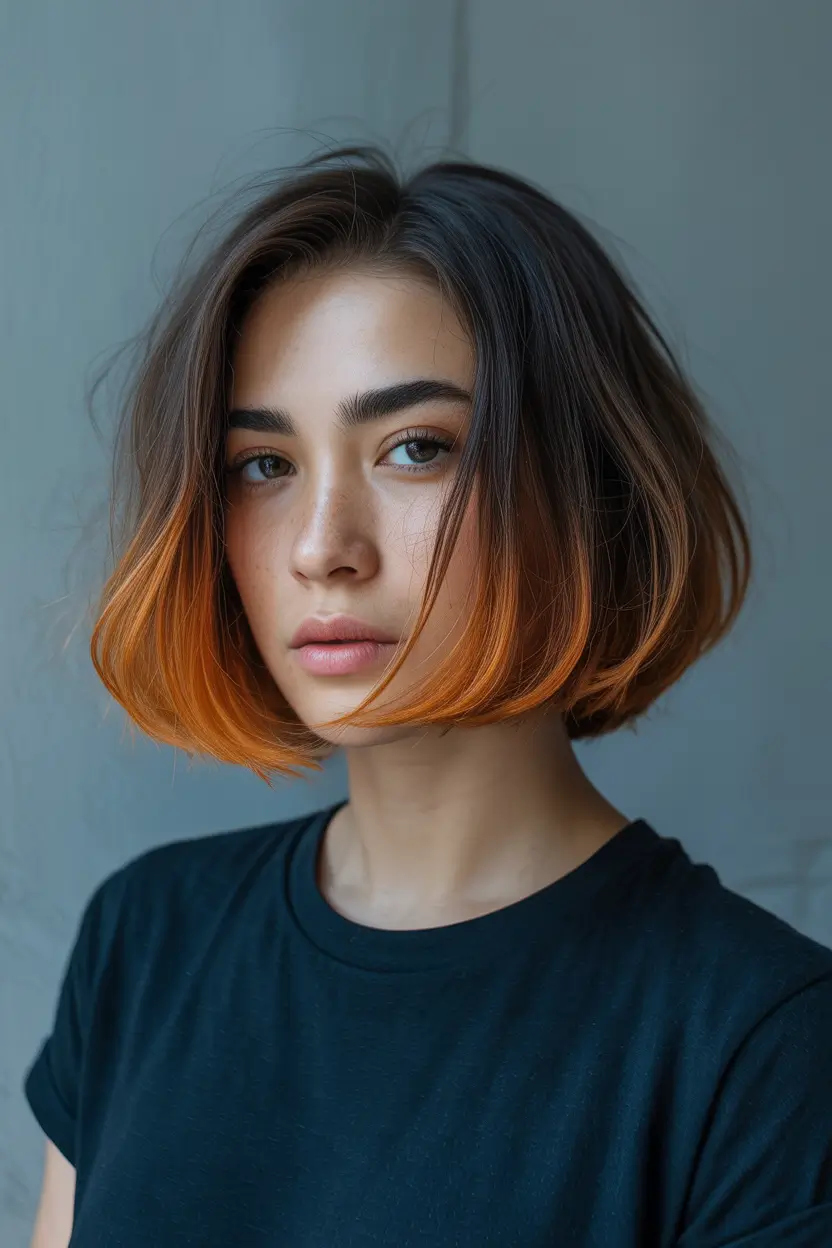 Orange-Tipped Blunt Bob winter bob haircuts 2025 2026 trends styles