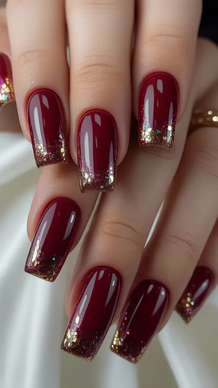 winter color nails Burgundy Glow