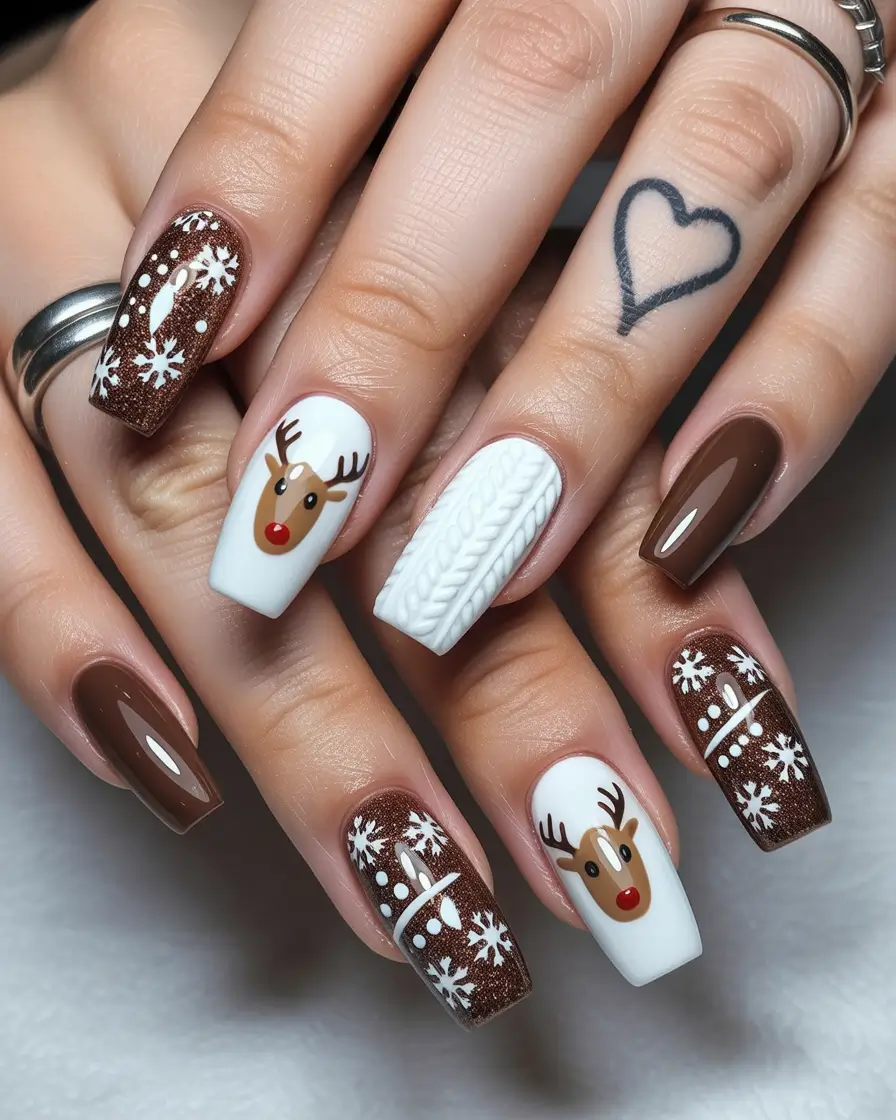 winter color nails Reindeer Cocoa