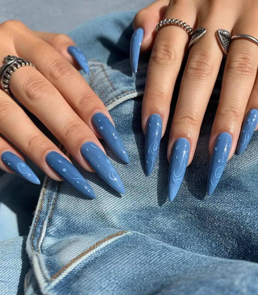 winter color nails Denim Ice
