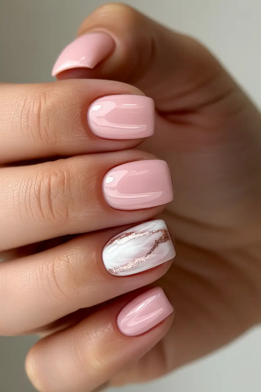 winter color nails Blush Marble Glow