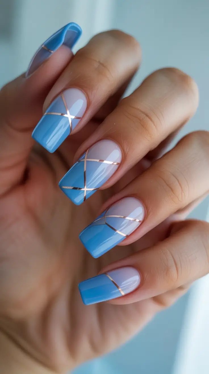 winter color nails Frosted Sky Geometry