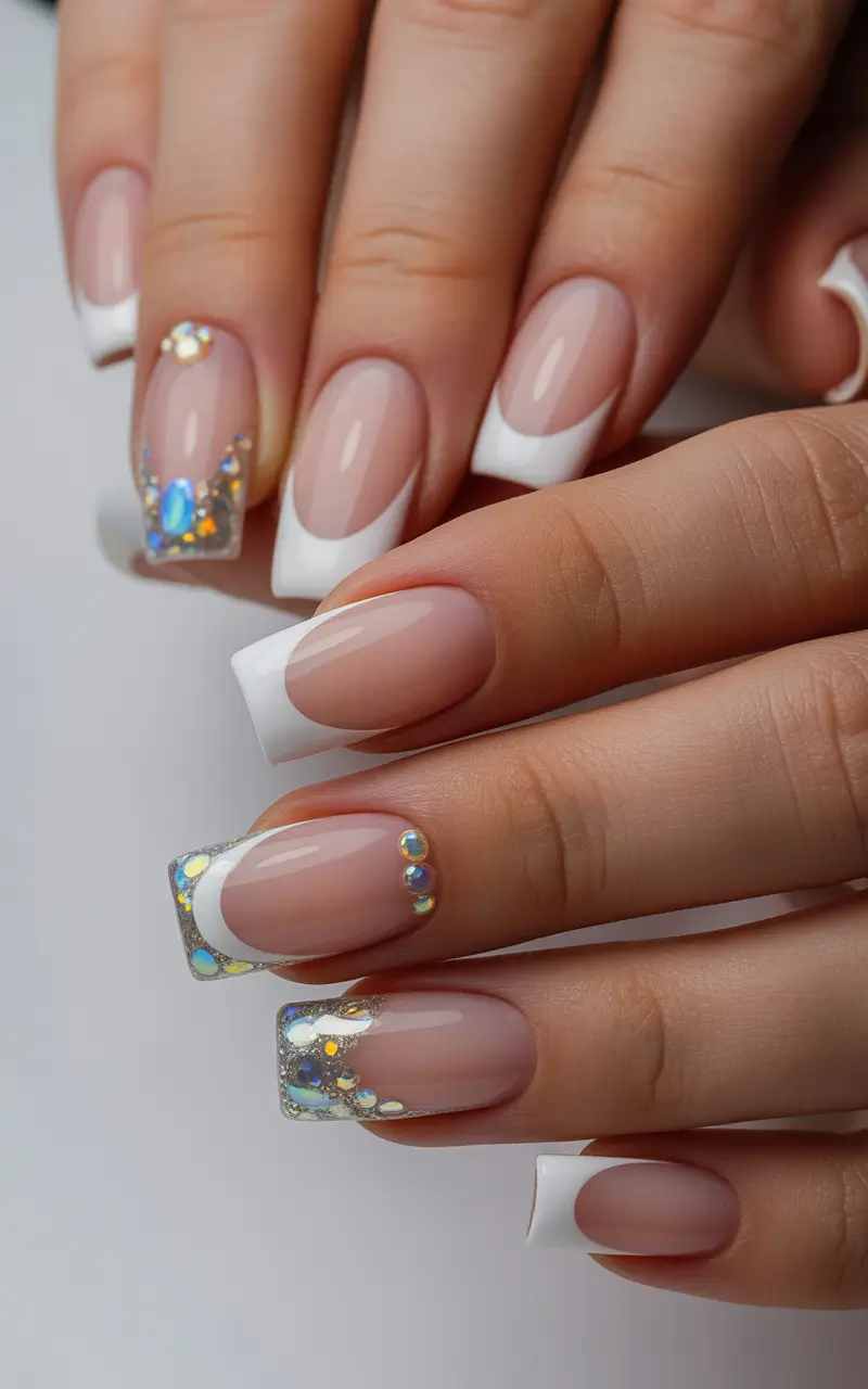winter french tip nails 2025 frosted french elegance