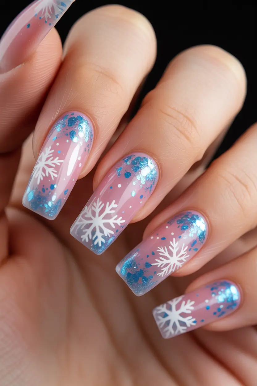 winter gel nails Frosted Snowflake Magic