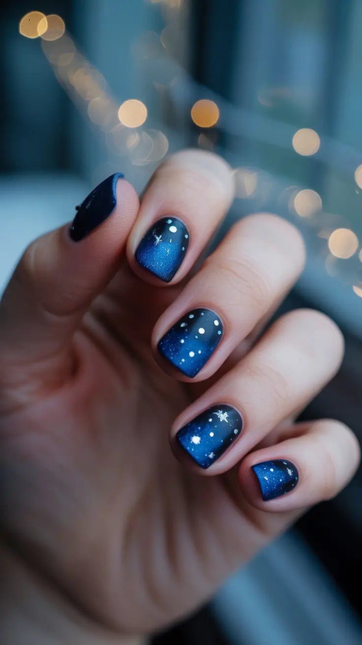 winter gel nails Galaxy Dream