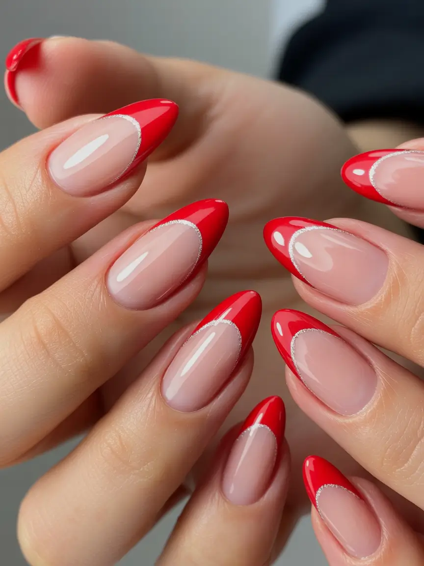 winter gel nails Crimson Moon French