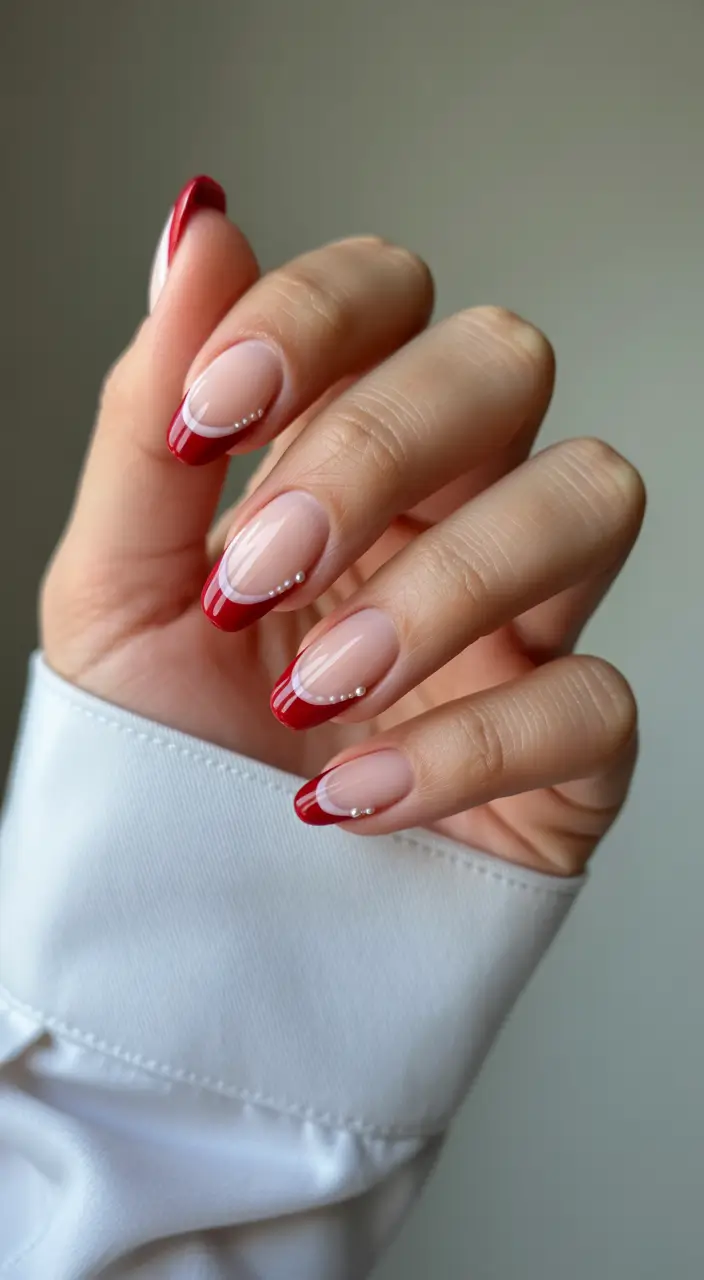 winter gel nails Ruby-Tipped Elegance