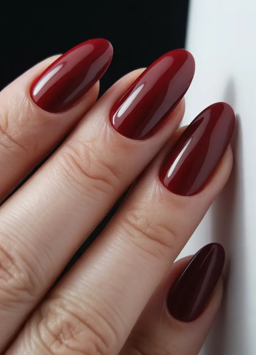 winter gel nails Classic Burgundy Sophistication