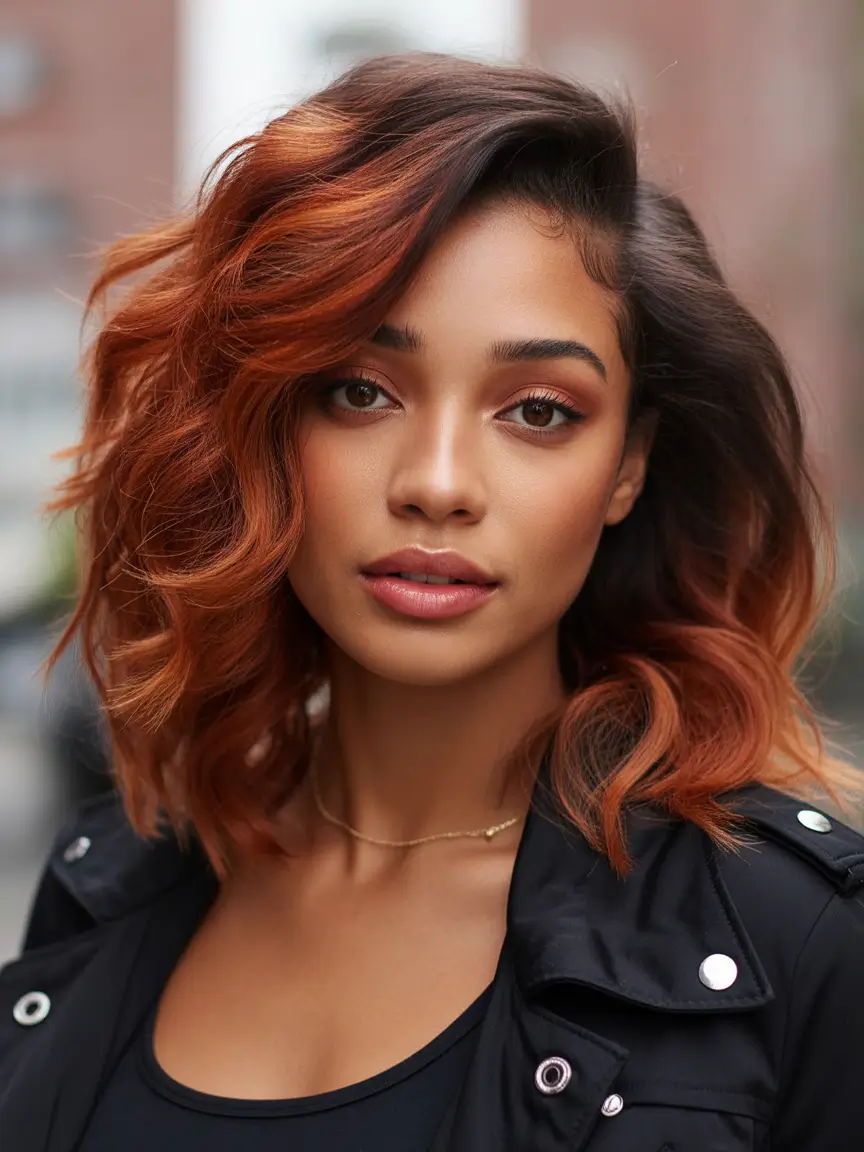 winter hair colors auburn Dimensional Auburn Balayage