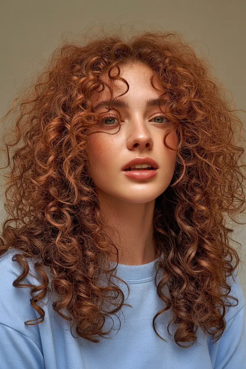 winter hair colors auburn Auburn Ringlets with Natural Definition
