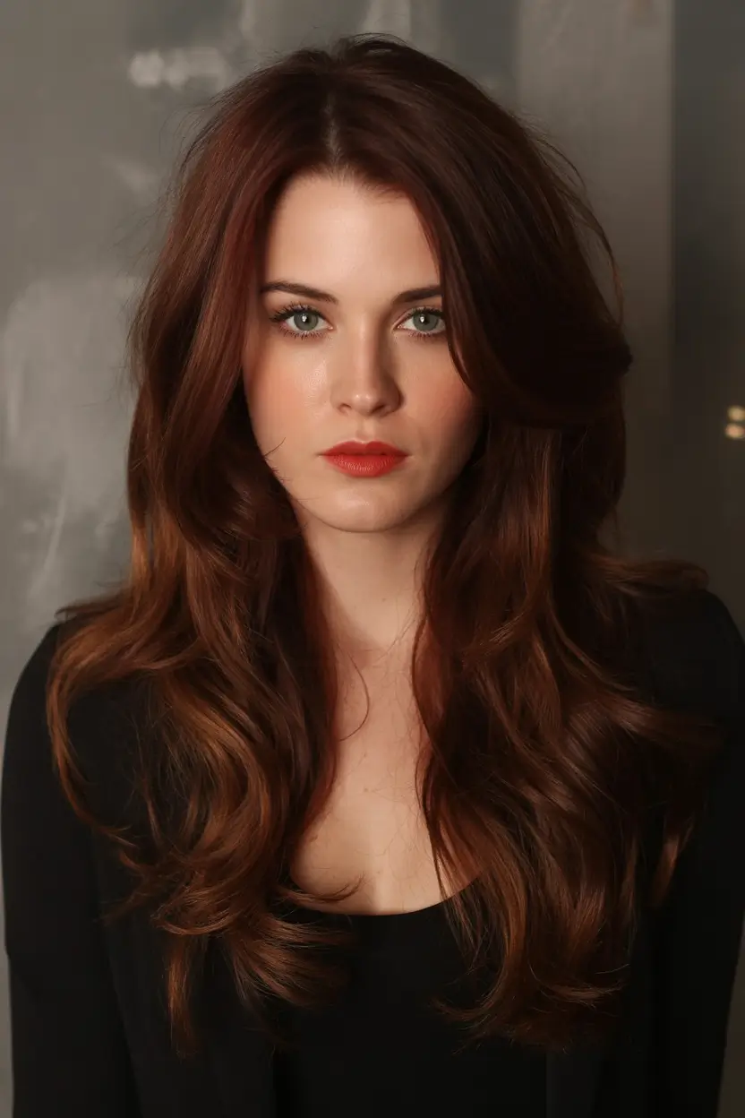 winter hair colors auburn Deep Brunette Auburn Blend