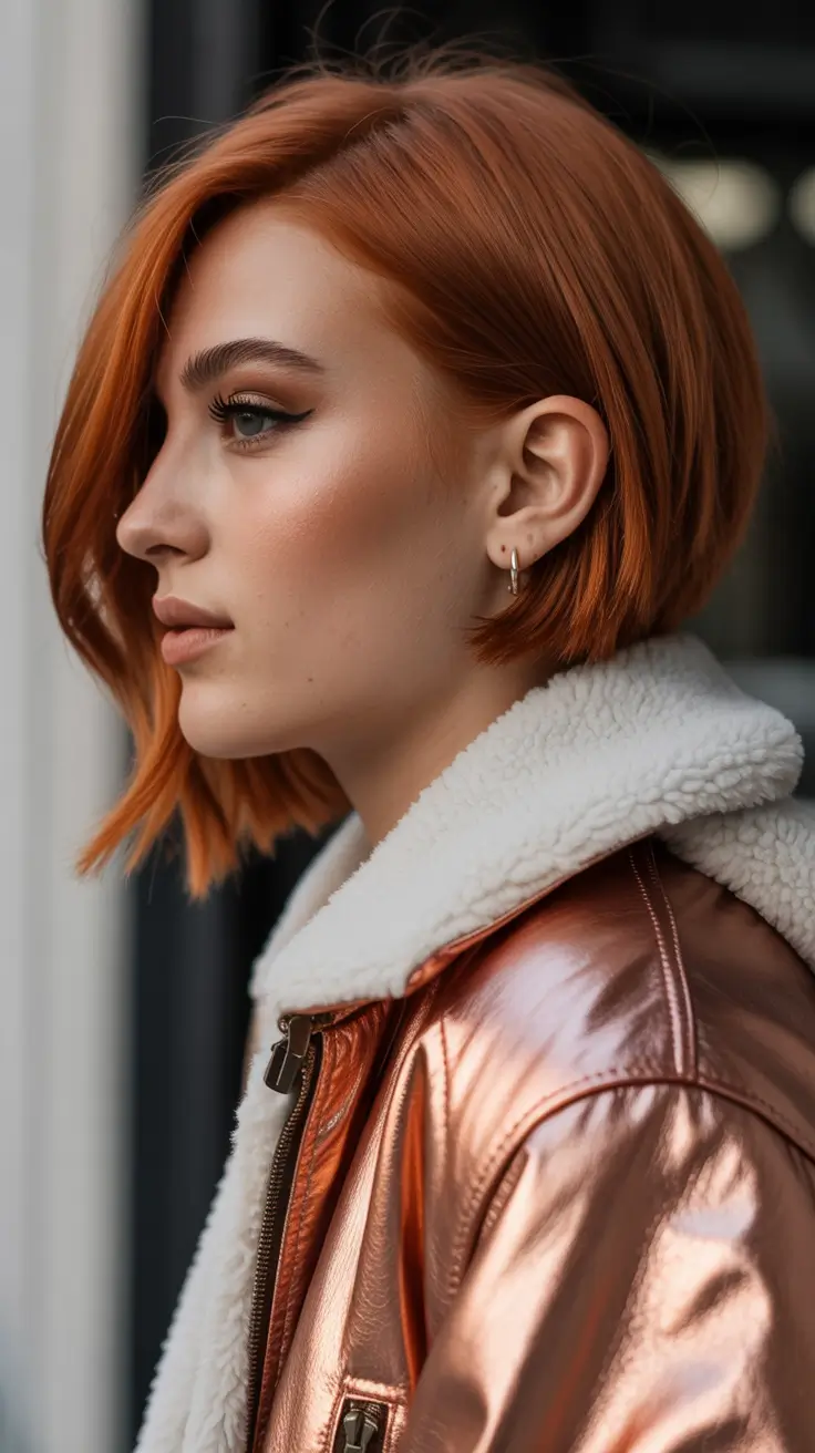 winter hair colors auburn Short Fiery Auburn Bob