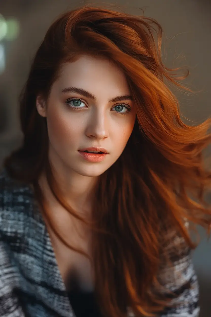 winter hair colors auburn Fiery Auburn Glow