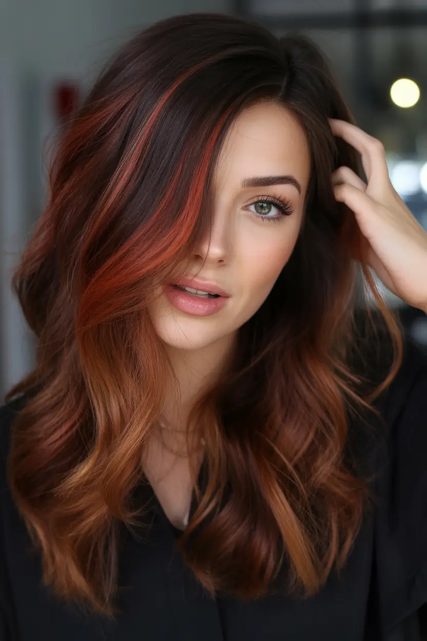 winter hair colors auburn Chestnut Auburn with Copper Highlights