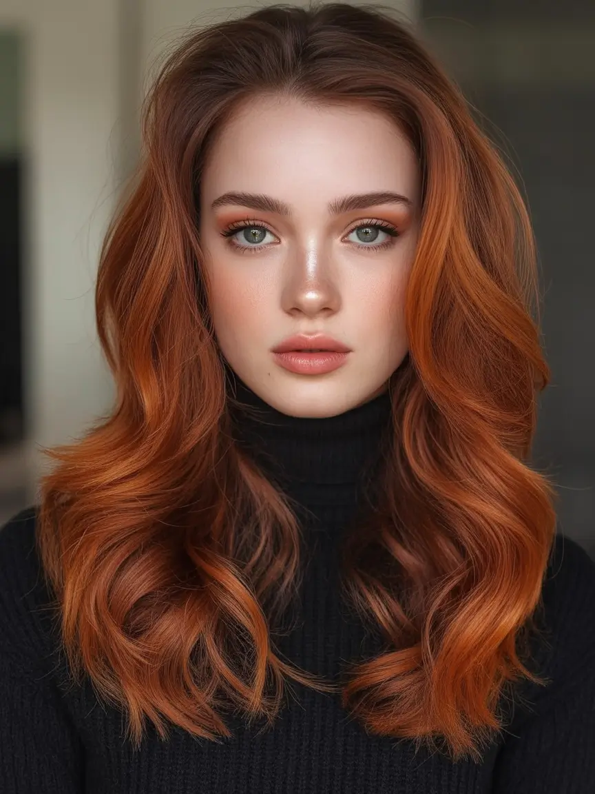 winter hair colors auburn Rich Copper Auburn for Pale Skin