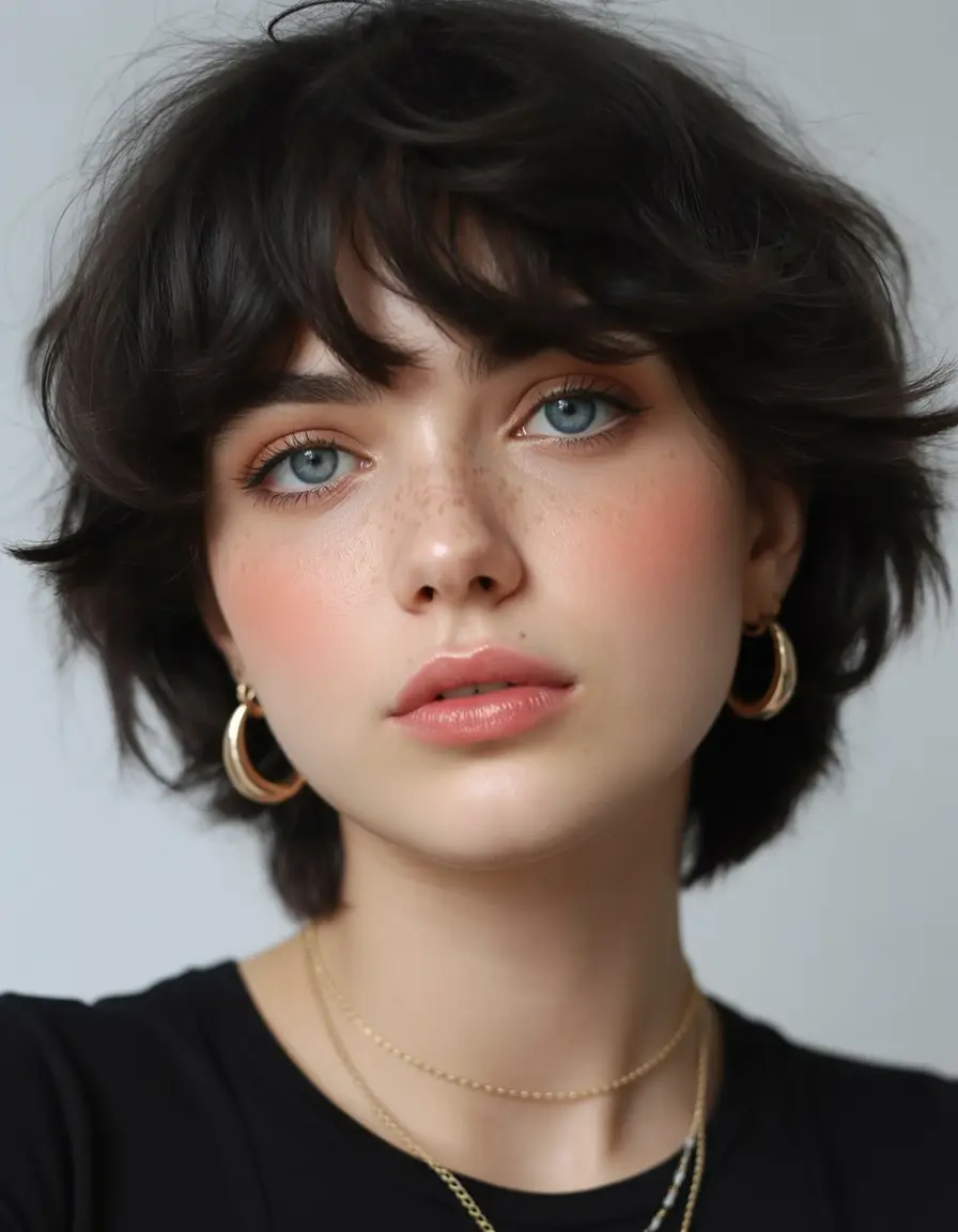 winter haircuts and colors 2025–2026 trends Soft Shag Pixie with Curtain Bangs
