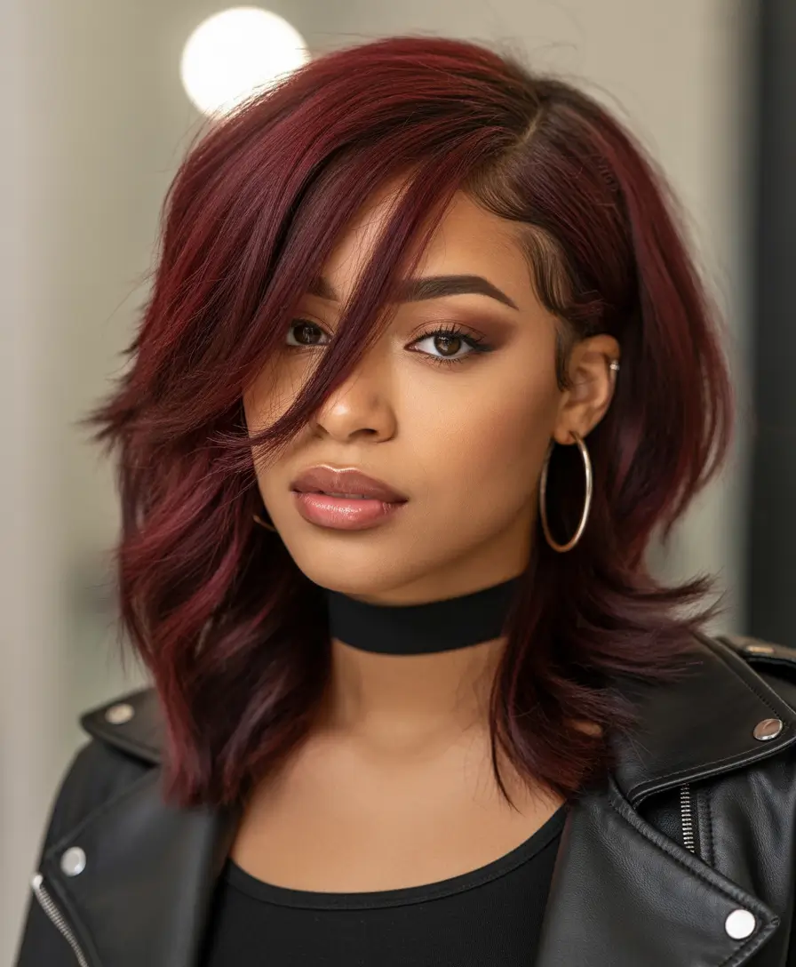 winter haircuts and colors 2025–2026 trends Velvet Burgundy Layers