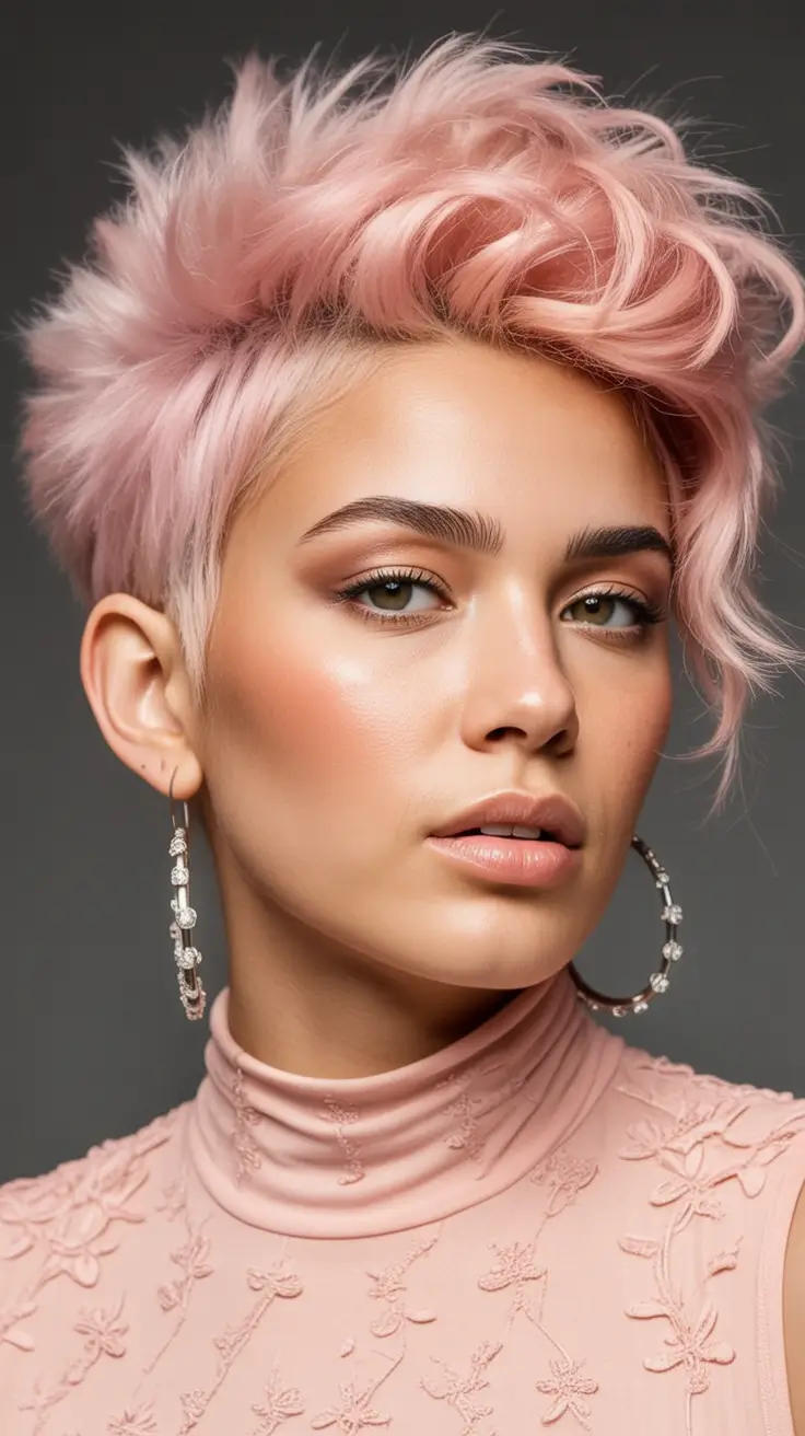 winter haircuts and colors 2025–2026 trends Pastel Pink Pixie Energy