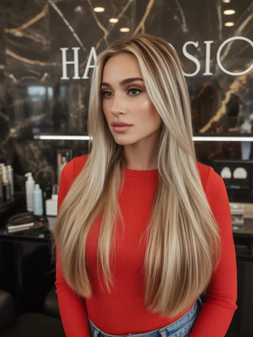 winter haircuts and colors 2025–2026 trends Champagne Blonde Sleek Layers