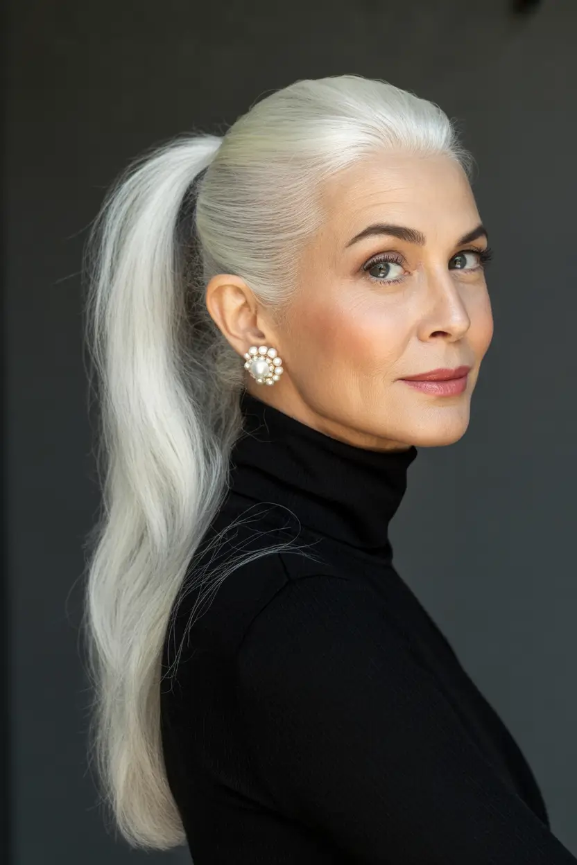 2025-hair Frosted-Sleek-Ponytail