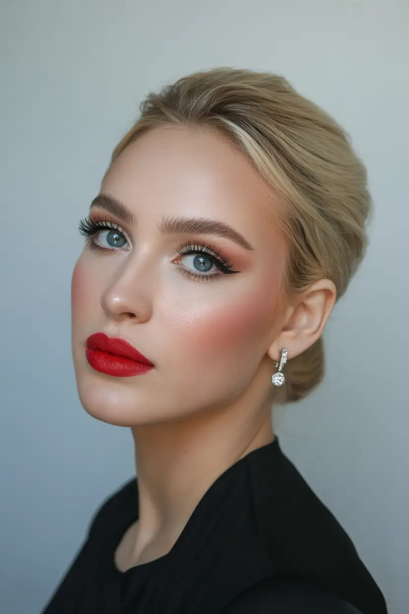 2025-hair Classic-Chignon-with-Red-Lips