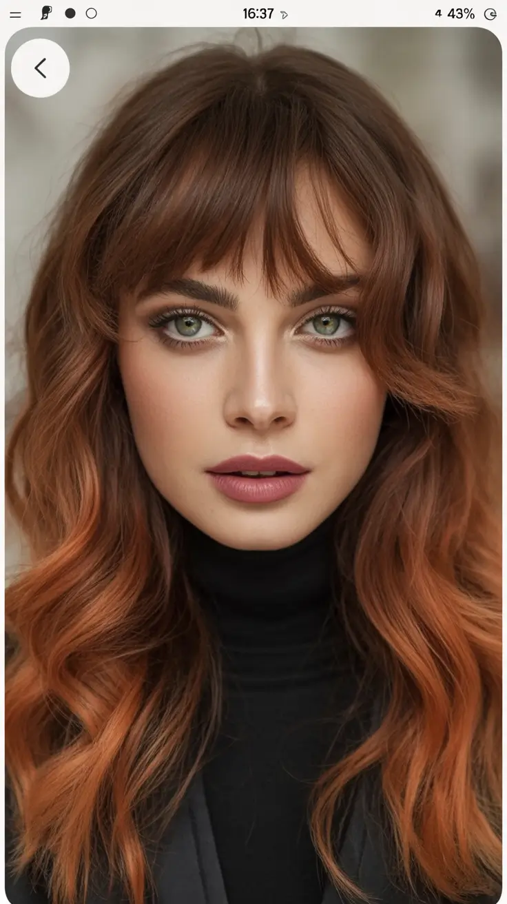 auburn hair color - Chocolate-Auburn Melt With Soft Face-Framing Warmth