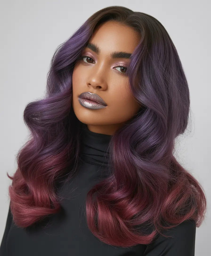 hair color for brown skin Violet Plum Fusion