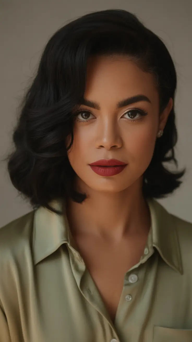 hair color for brown skin Jet-Black Vintage Glam