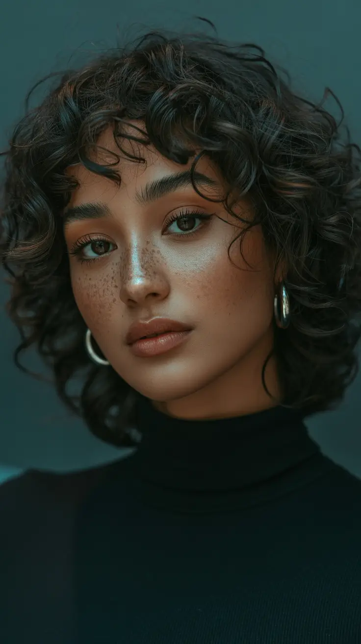 haircuts for wavy hair Curly Bob With Tousled Fringe and Sculpted Volume