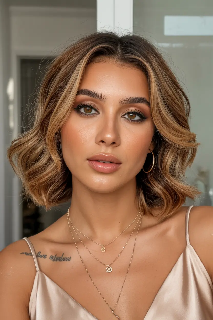 Haircuts for Women Over 40 Warm Blonde Wavy Bob With Face-Framing Layers