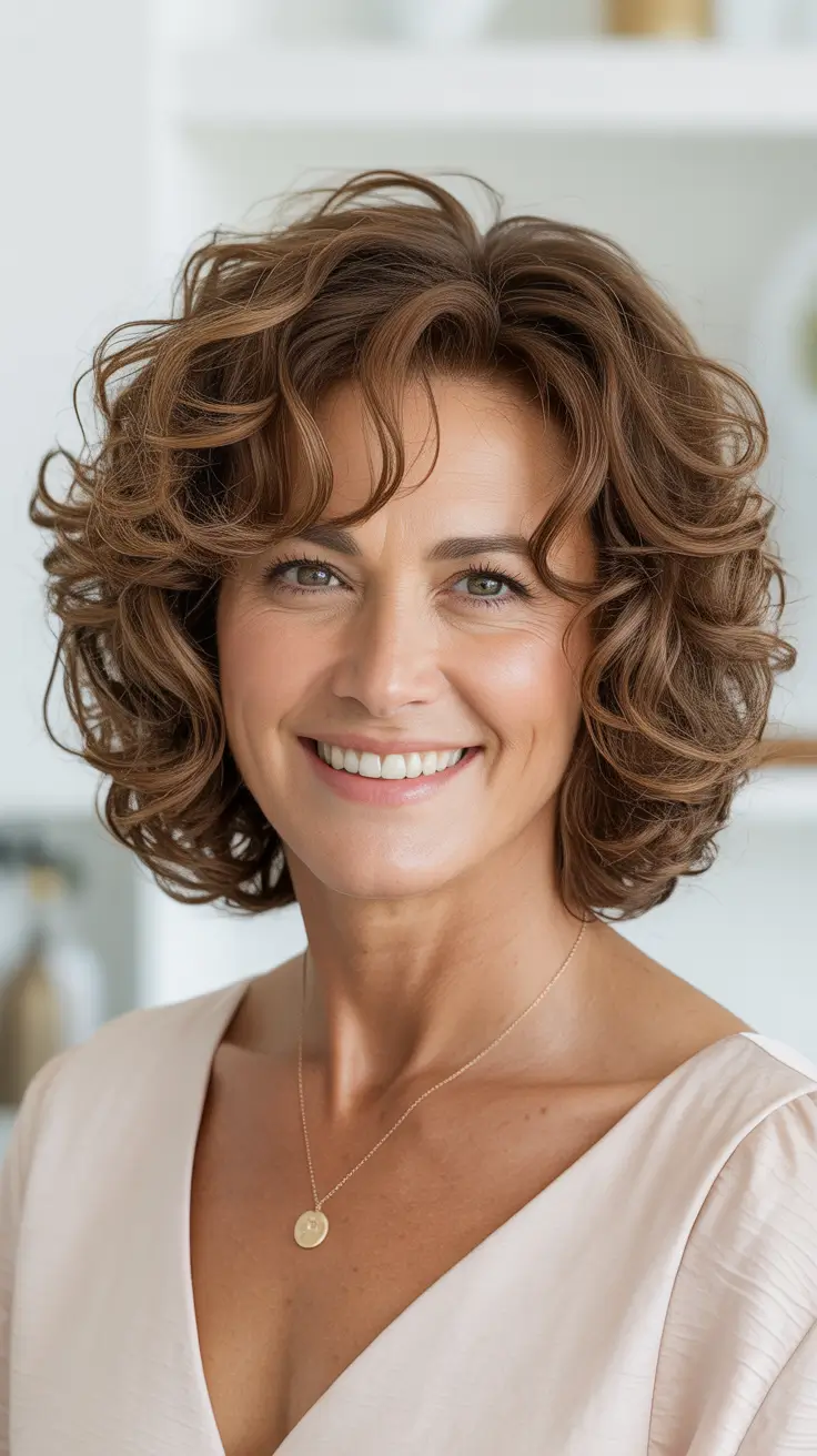 Haircuts for Women Over 40 Soft Curly Volume With Rounded Shape