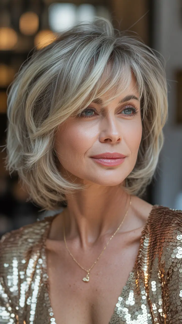 Haircuts for Women Over 40 Textured Blonde Bob With Soft Fringe