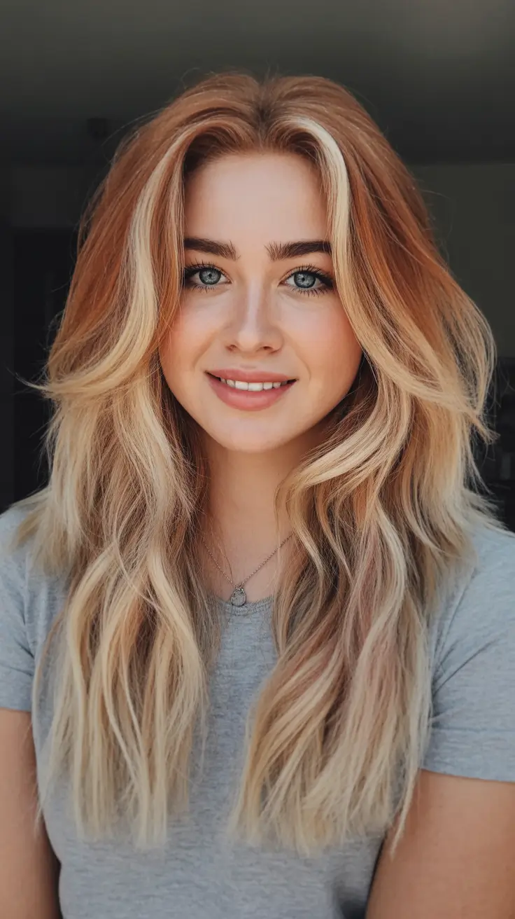 layered haircuts Golden Strawberry Layered Glow