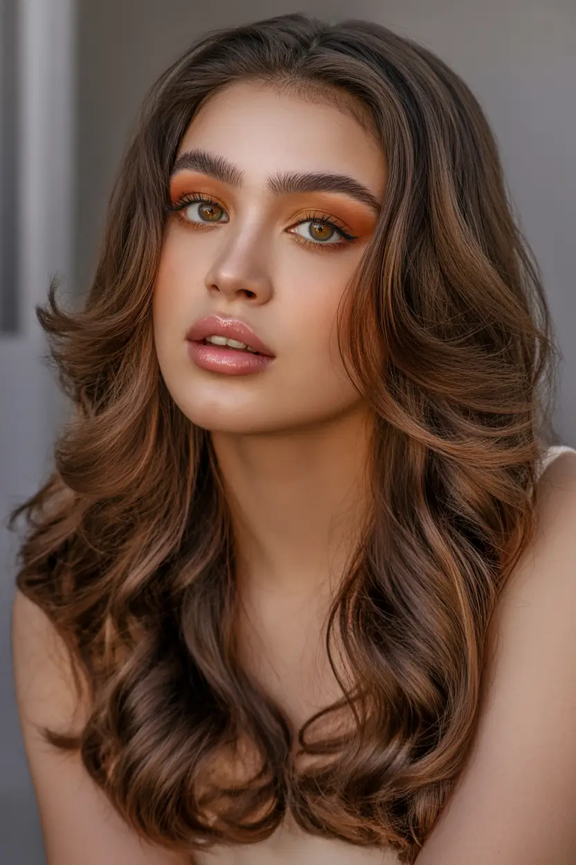 layered haircuts Soft Brunette Feathered Curls