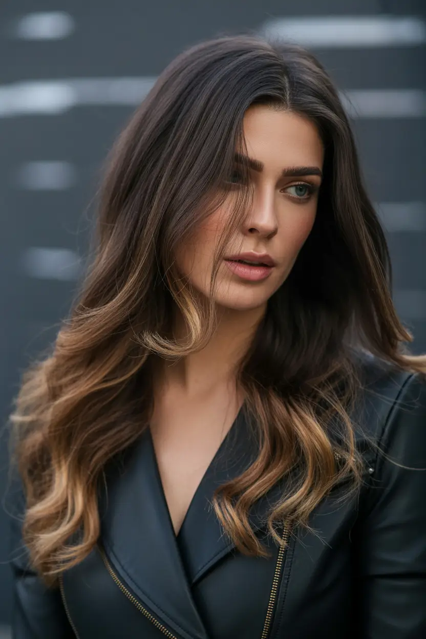 brown hair colors Soft Balayage Brunette With Honey Tea Ends