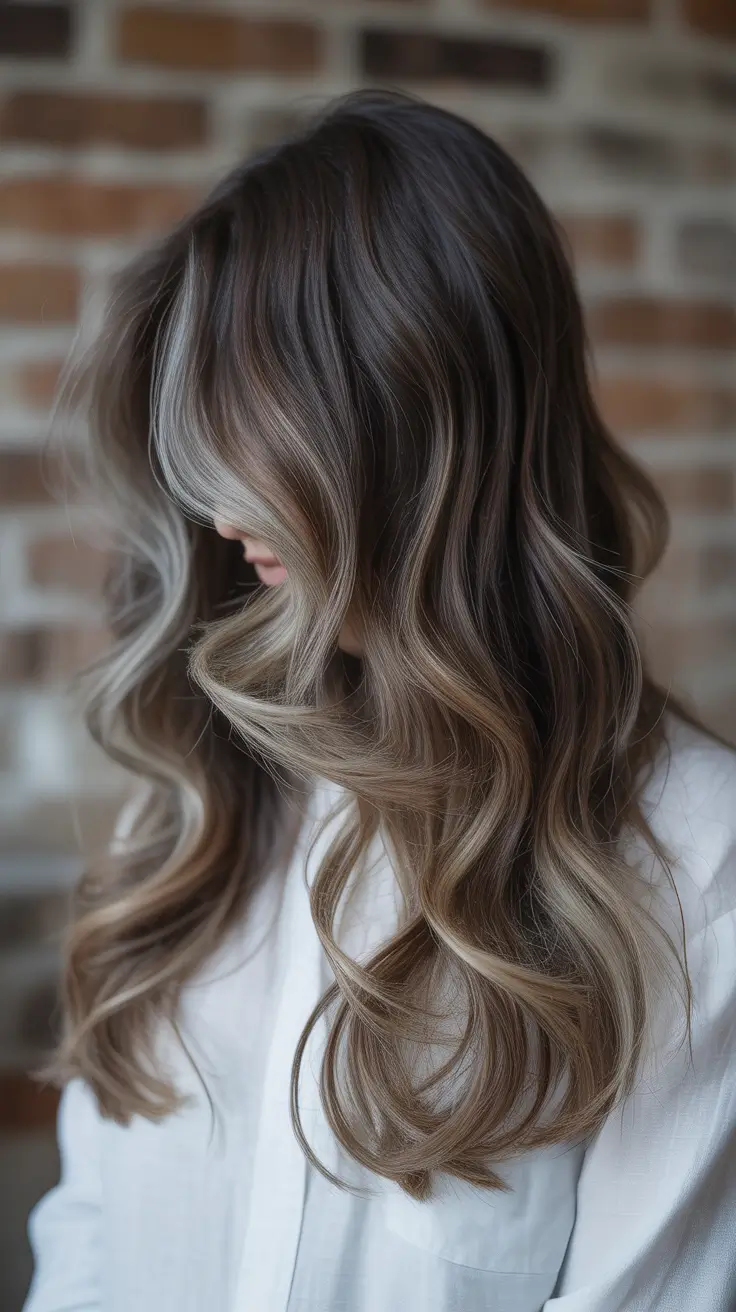 brunette hair color 2026 trends Soft Brunette With Mushroom-Toned Gradient