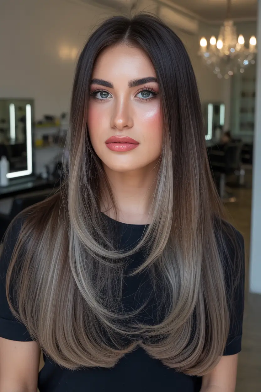 brunette hair color 2026 trends Smoky Bronde With Cool-Toned Gradient